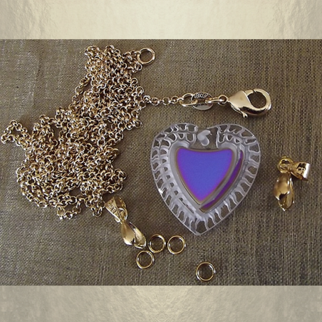Collier CRISTAL DE LUXE CŒUR vintage plaqué or vieilli artisanal  - 4