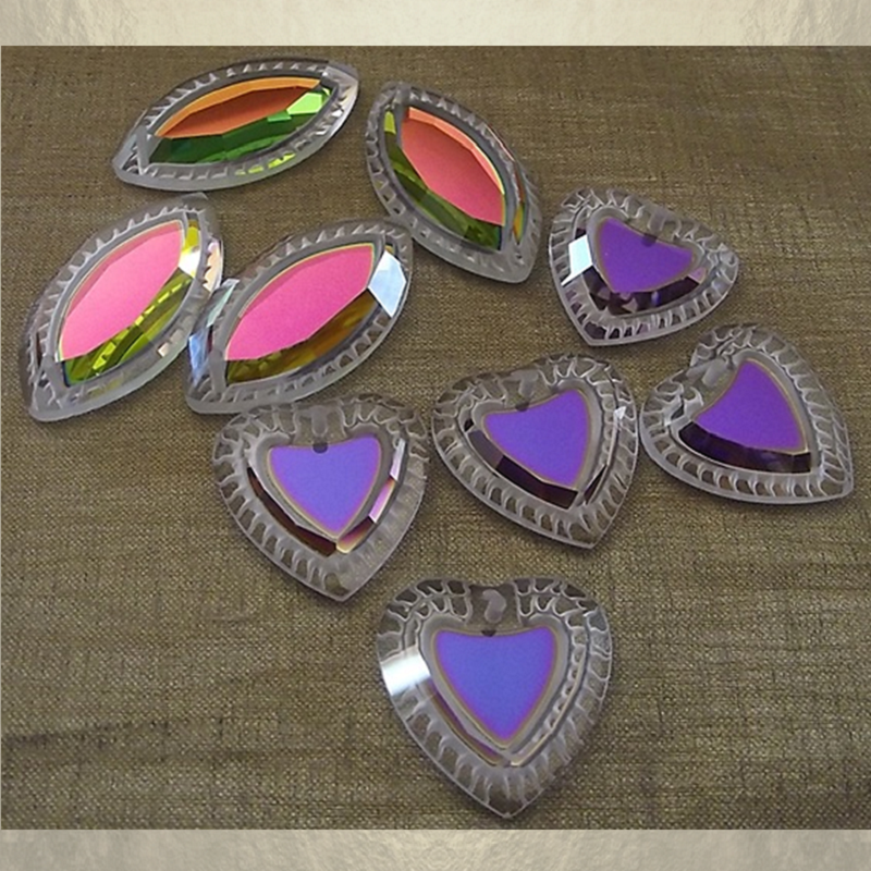 Collier pendentif vintage CRISTAL DE LUXE marquise plaqué or artisanal  - 6