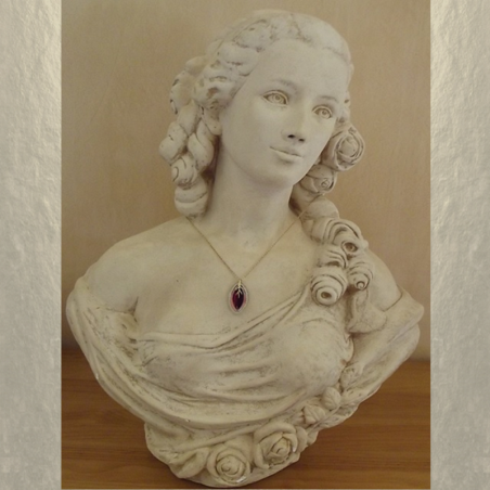 Collier pendentif vintage CRISTAL DE LUXE marquise plaqué or artisanal  - 3