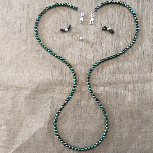 Collier CRISTAL DE SWAROVSKI, cordon à lunettes 2 en 1 artisanal Scarabaeus green  - 1