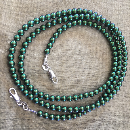 Collier CRISTAL DE SWAROVSKI, cordon à lunettes 2 en 1 artisanal Scarabaeus green  - 4