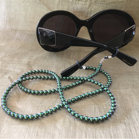 Collier CRISTAL DE SWAROVSKI, cordon à lunettes 2 en 1 artisanal Scarabaeus green  - 2