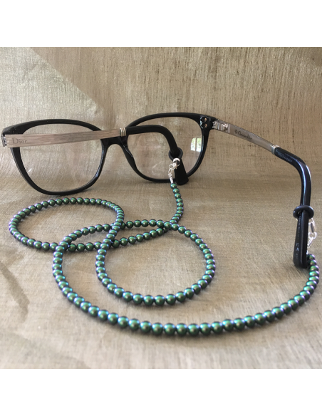Collier CRISTAL DE SWAROVSKI, cordon à lunettes 2 en 1 artisanal Scarabaeus green  - 5