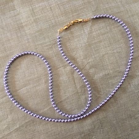 Collier CRISTAL DE SWAROVSKI, cordon à lunettes 2 en 1 artisanal Mauve  - 3