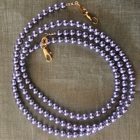 Collier CRISTAL DE SWAROVSKI, cordon à lunettes 2 en 1 artisanal Mauve  - 4