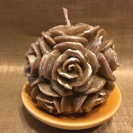 Bougie décorative sculpture parfumée aurati artisanale boule de rose  - 1
