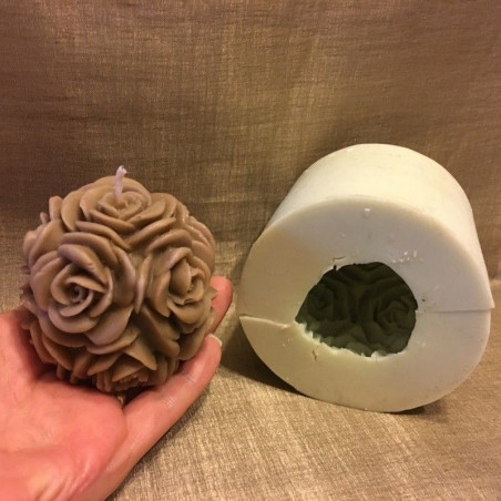 Bougie décorative sculpture parfumée aurati artisanale boule de rose  - 3