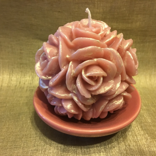 Bougie décorative parfumée artisanale Renarpoudre  boule de rose  - 1