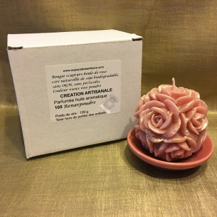 Bougie décorative parfumée artisanale Renarpoudre  boule de rose  - 1 2