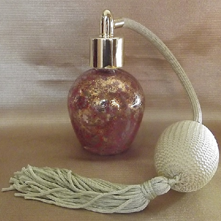 Vaporisateur de parfum poire verre 60ml décoration finition artisanale rouge bordeaux or Poire rétro longue