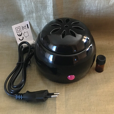 Diffuseur électrique noir pour huiles essentielles, galets cire et huiles aromatiques en céramique  - 1