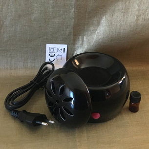 Diffuseur électrique noir pour huiles essentielles, galets cire et huiles aromatiques en céramique  - 1 2