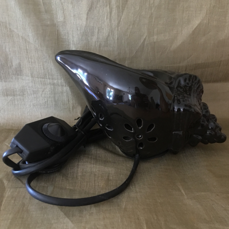 Lampe diffuseur de parfum coquillage noir en céramique artisanale  - 2