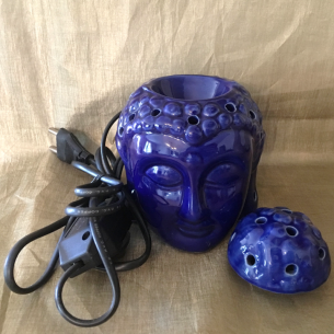 Lampe diffuseur de parfum électrique artisanale bouddha bleu  - 1