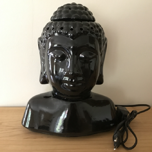 Lampe diffuseur de parfum buste bouddha noir 31 cm artisanale