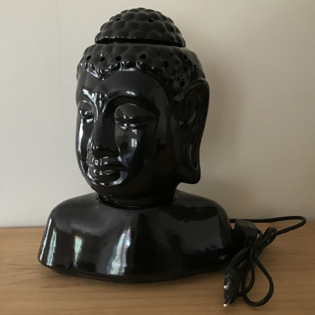Lampe diffuseur de parfum buste bouddha noir 31 cm artisanale  - 2