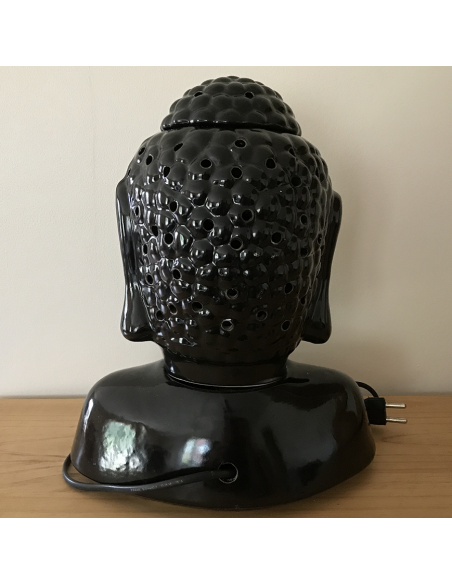 Lampe diffuseur de parfum buste bouddha noir 31 cm artisanale  - 4