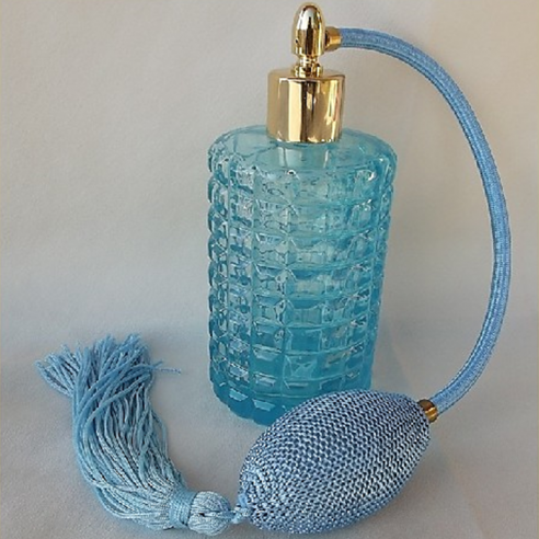Vaporisateur de parfum poire, vide et rechargeable modèle verre bleu rétro 100 ml  - 1