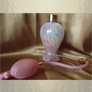 Vaporisateur de parfum poire de luxe en verre artisanal nacré rose vide et rechargeable 130ml  - 2