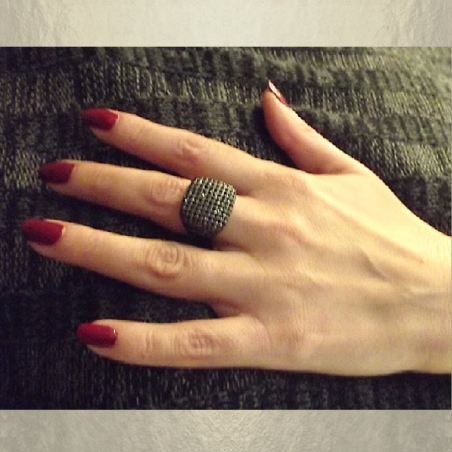 Bague pavé CRISTAL DE SWAROVSKI JET noire avec certificat d'authenticité