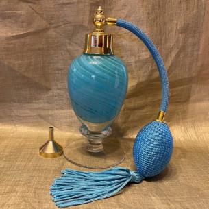Vaporisateur de parfum poire artisanal bleu sur pied de luxe 80 ml Luxe verre artisanal