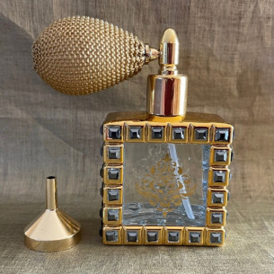 Vaporisateur de parfum poire or et Cristal de Swarovski JET HEMATITE artisanal de luxe Vaporisateurs de parfum
