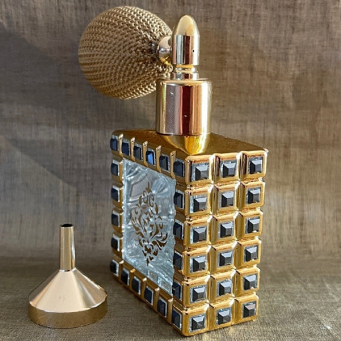 Vaporisateur de parfum poire or et Cristal de Swarovski JET HEMATITE artisanal de luxe Vaporisateurs de parfum