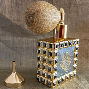 Vaporisateur de parfum poire or et Cristal de Swarovski JET HEMATITE artisanal de luxe Vaporisateurs de parfum