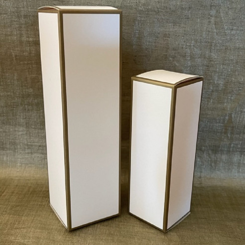 Boîte emballage pour flacons bouteilles de parfum blanche et or