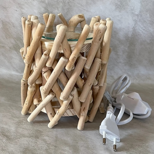 Lampe diffuseur de parfum électrique en bois artisanale