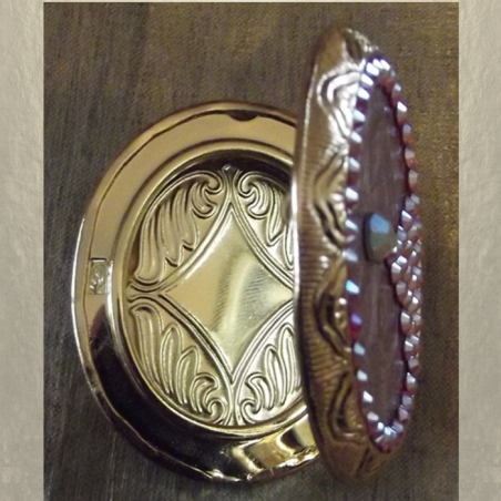 Pilulier cristal de swarovski fire opal AB plaqué or rose antique artisanal  - 2