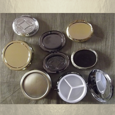 Pilulier cristal de swarovski ASRAL PINK et fleur en nacre bronze artisanal  - 5