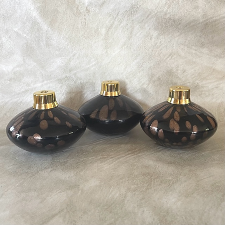 Vaporisateur de parfum poire verre artisanal  noir or bronze 190 ml  unique exemplaire