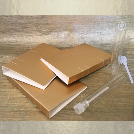 Tubes - fioles échantillons de parfum avec sa pochette cadeau or  - 3