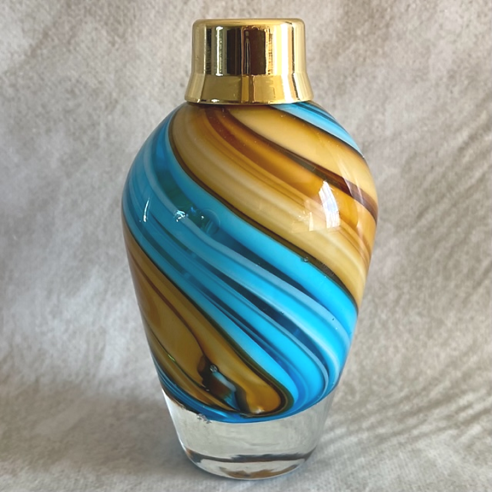 Vaporisateur de parfum poire artisanal spirale bleu 100 ml droit Vaporisateur de parfum poire artisanal spirale bleu 100 ml droit