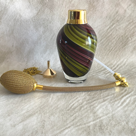 Vaporisateur de parfum poire artisanal multicolore spirale vert kaki 100 ml