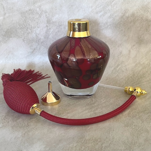 Vaporisateur de parfum poire verre soufflé artisanal bordeaux or bronze 150 ml 2