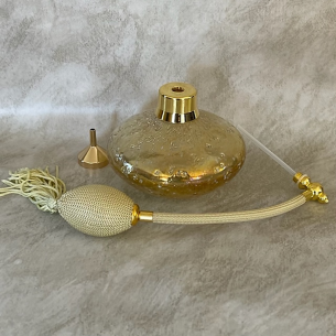 Vaporisateur de parfum artisanal en verre irisé martelé poire couleur or 2