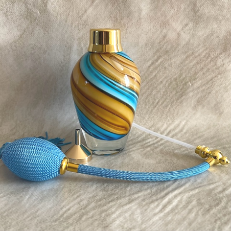 Vaporisateur de parfum poire artisanal tourbillon bleu 100 ml ouvert