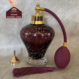 Vaporisateur de parfum poire artisanal de luxe aubergine et or 180 ml