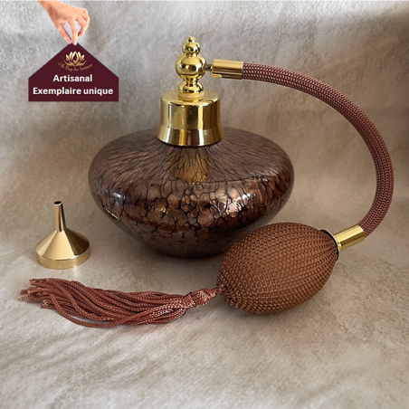 Vaporisateur de parfum poire verre artisanal de luxe marron irisé 170 ml