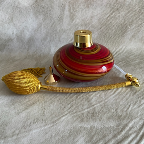 Vaporisateur de parfum poire artisanal verre soufflé tricolore 190 ml poire moutarde