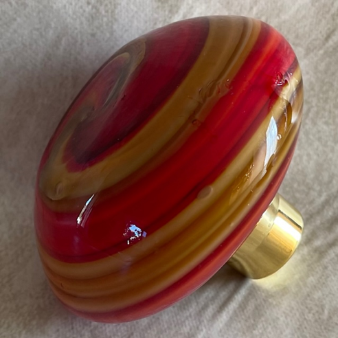 Vaporisateur de parfum poire artisanal verre soufflé tricolore 190 ml de profil