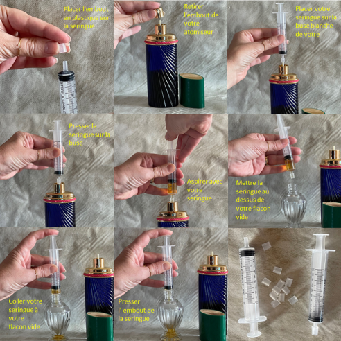 Seringue pompe pour atomiseur de parfum serti mode d' emploi