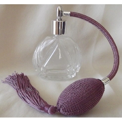 Vaporisateur de parfum vide et rechargeable rond plat ciselé 60ml poire parme