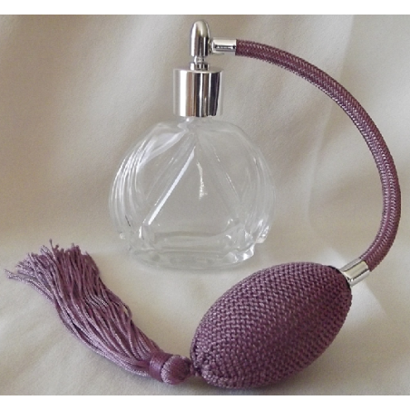 Vaporisateur de parfum vide et rechargeable rond plat ciselé 60ml poire parme