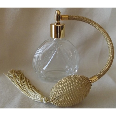 Vaporisateur de parfum vide et rechargeable rond plat ciselé 60ml poire or