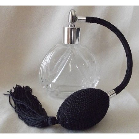 Vaporisateur de parfum vide et rechargeable rond plat ciselé 60ml poire noire