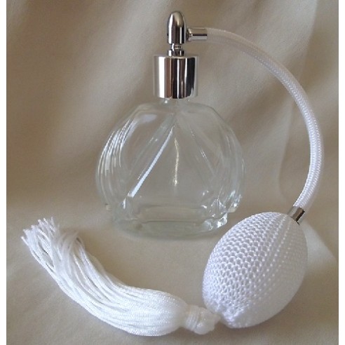 Vaporisateur de parfum vide et rechargeable rond plat ciselé 60ml poire blanche