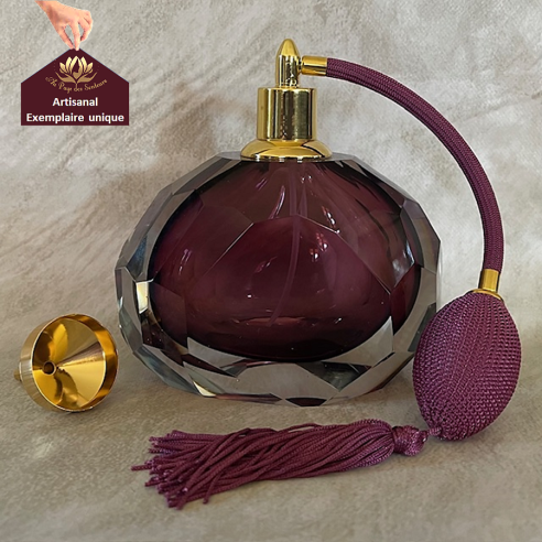 Vaporisateur de parfum artisanal en cristal aubergine 155ml